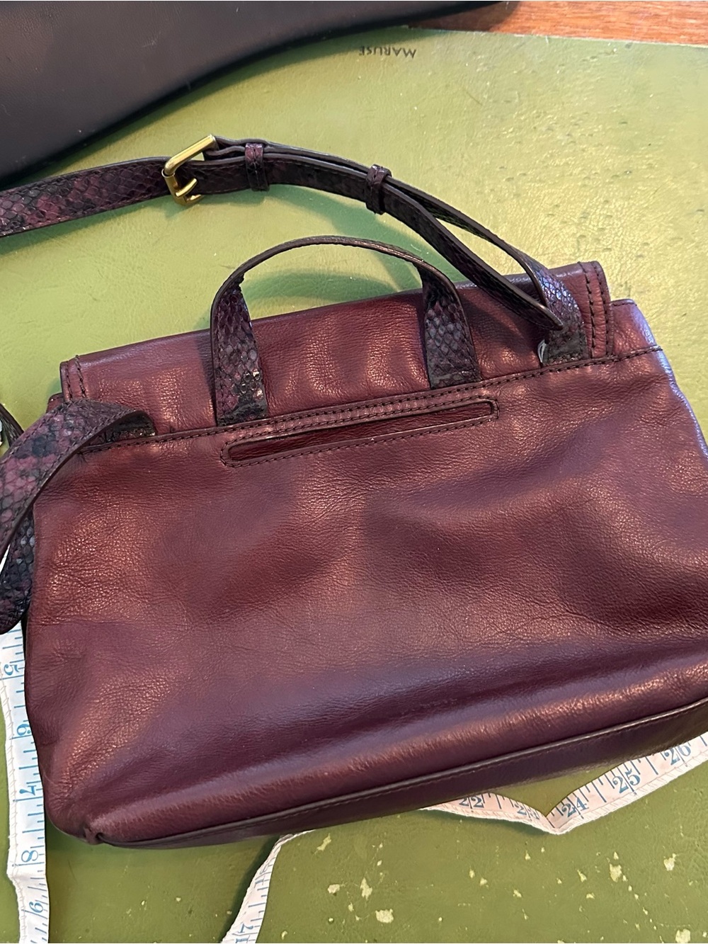 🍒 Fossil Willow Leather Crossbody Bag Burgundy Snake Skin trim - Picture 2 of 9